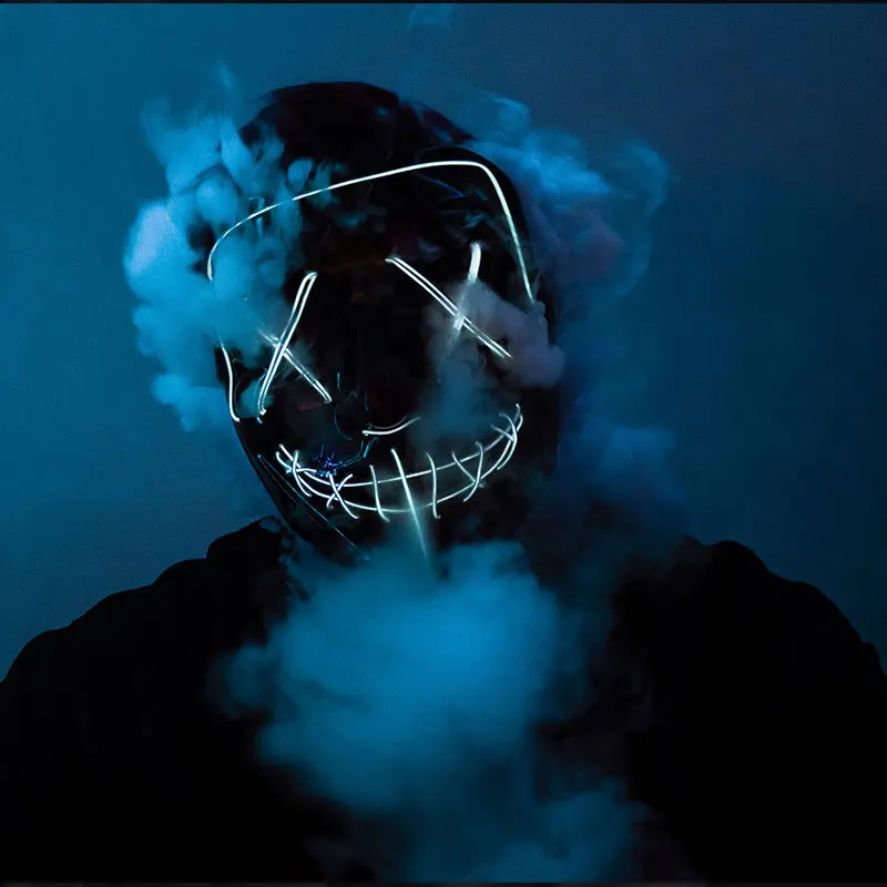 Halloween Luminous Neon Mask Led Mask Masque Masquerade Glow In The Dark Purge Masks Cosplay Costume Supplies masquerade mask full face mask half face mask