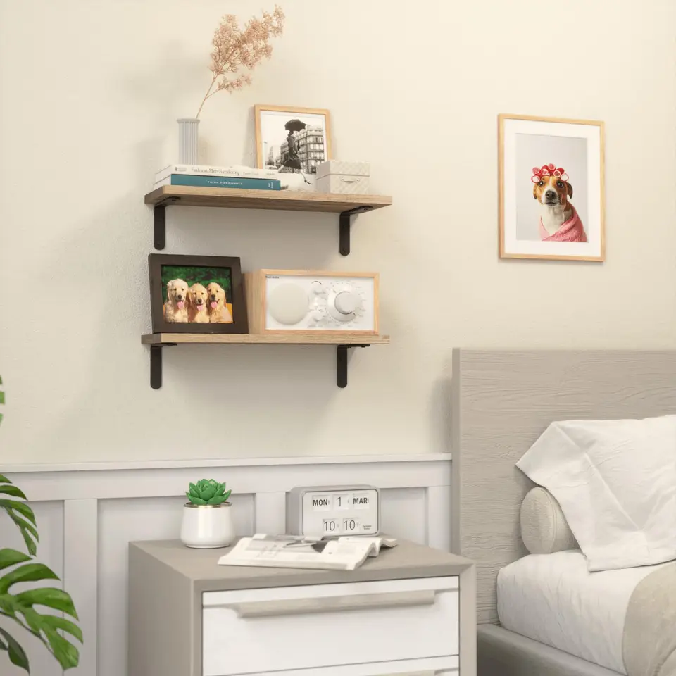 Set Di 2 Mensole Rustiche Da Parete, Lunghe 38 Cm, Con Portasciugamani Rimovibile Per Bagno Soggiorno Camera Da Letto Cucina Ecc 90328928