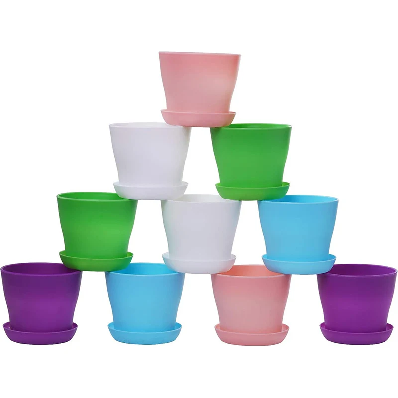 5pcs Mini Flower Pot With Tray Thickened Resin Plastic Ventilation Balcony Desktop Decoration Greenery Succulent Gardening TMZ_voghion.com