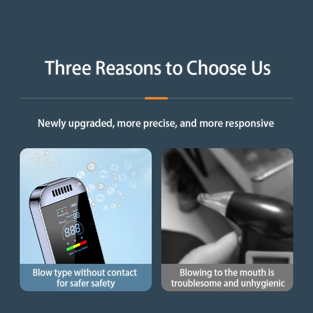 Portable USB Rechargeable Electronic Alcohol Tester Professional Digital Breath Alcohol Tester LCD Display Alcohol Tester Breath Alcohol Tester