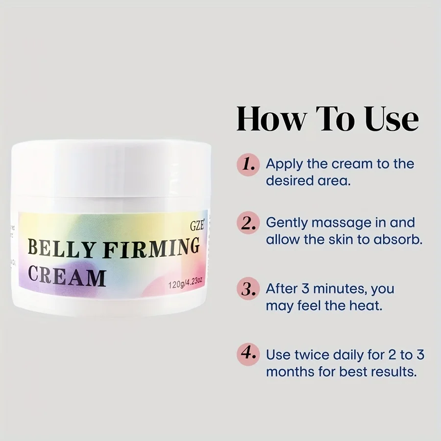 GZE Flat Belly Firming Cream - Skin Firming Smoothing Cream For Stomach, Thighs & Butt, Moisturizing Firming Lotion 120g 6