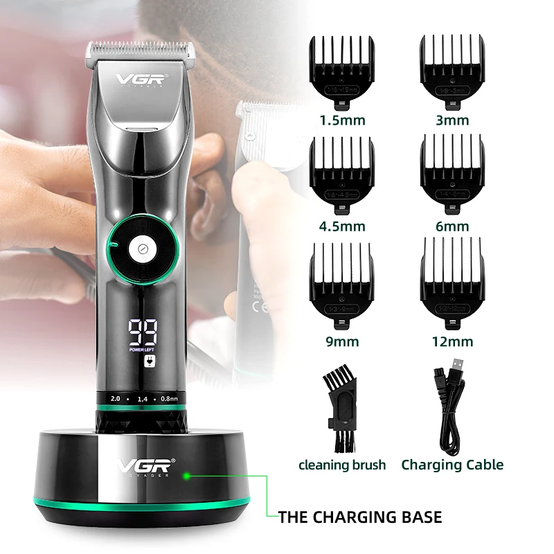 Hair Clipper Hair Trimmer Professional Hair Clipper Ceramic Blade Waterproof Electric Cordless Electric Hair Trimmer LED Display Haircut Machine For Men