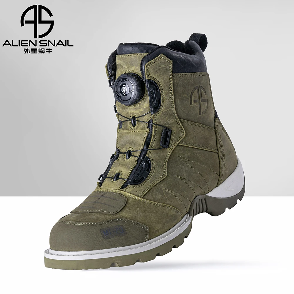 Alien Snail Motorcycle Boots Men Leather Waterproof Vintage Moto Casual Riding Shoe Motocross For Women - Boots - AliExpress