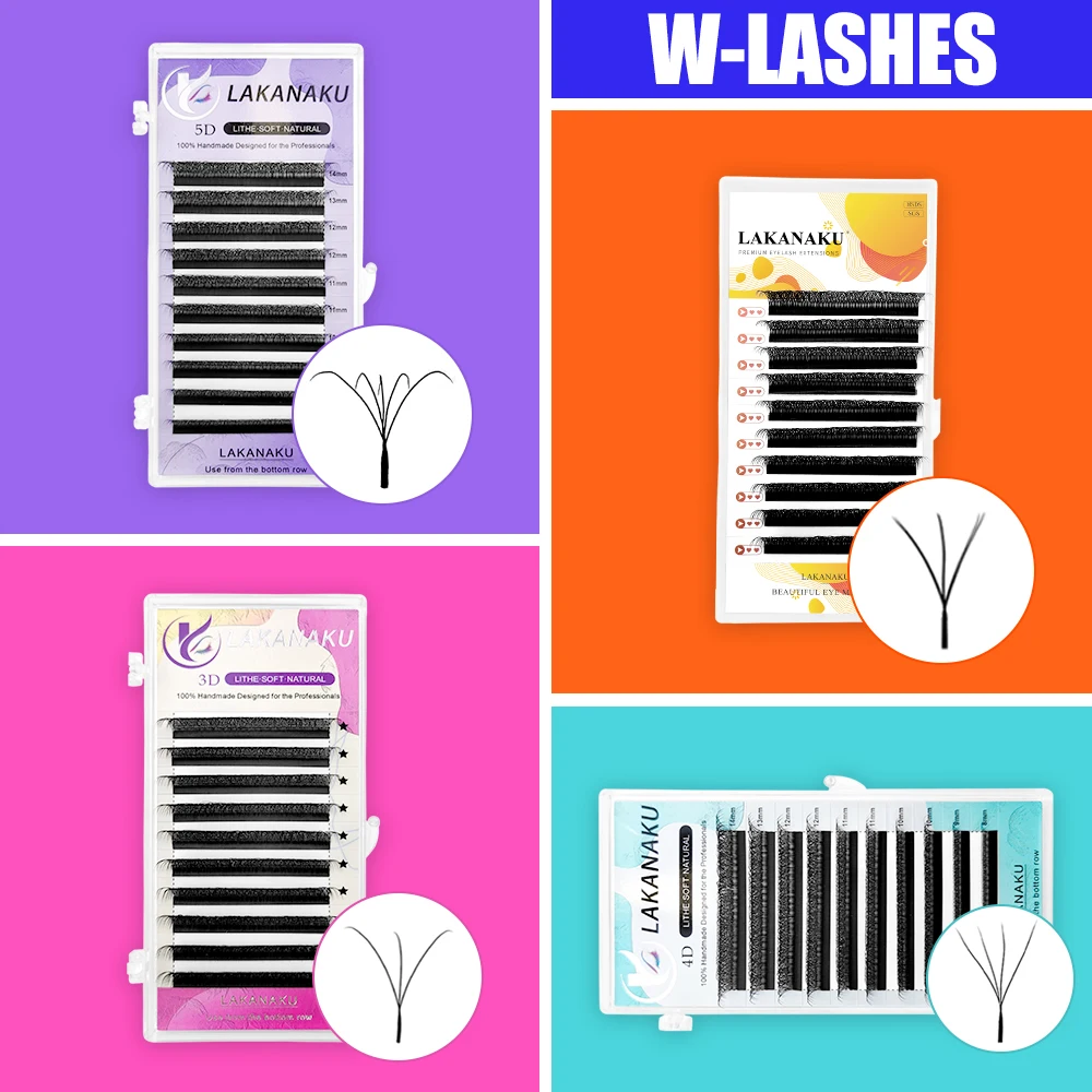 

LAKANAKU Matte Black 5D W Eyelashes Extensions Soft PBT YY Eyelash Volume Brasileiro Y Cilia and Brazilian Volume Makeup Cilios