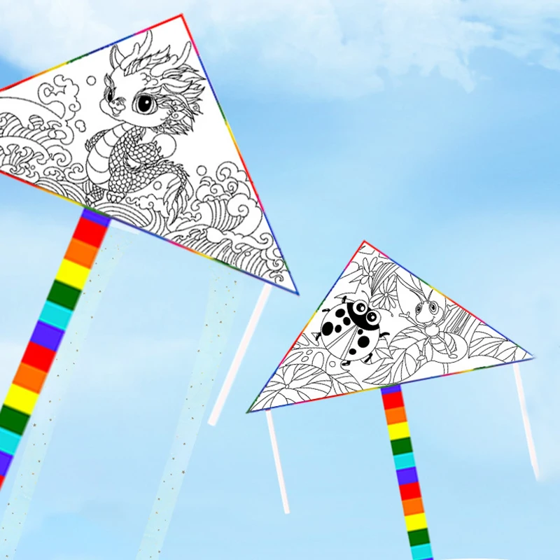 

Cartoon Kite Kids Blank DIY Kite Teaching Painting Kite Color Filling Painting Hand Drawn Blank Kites Children's Toys