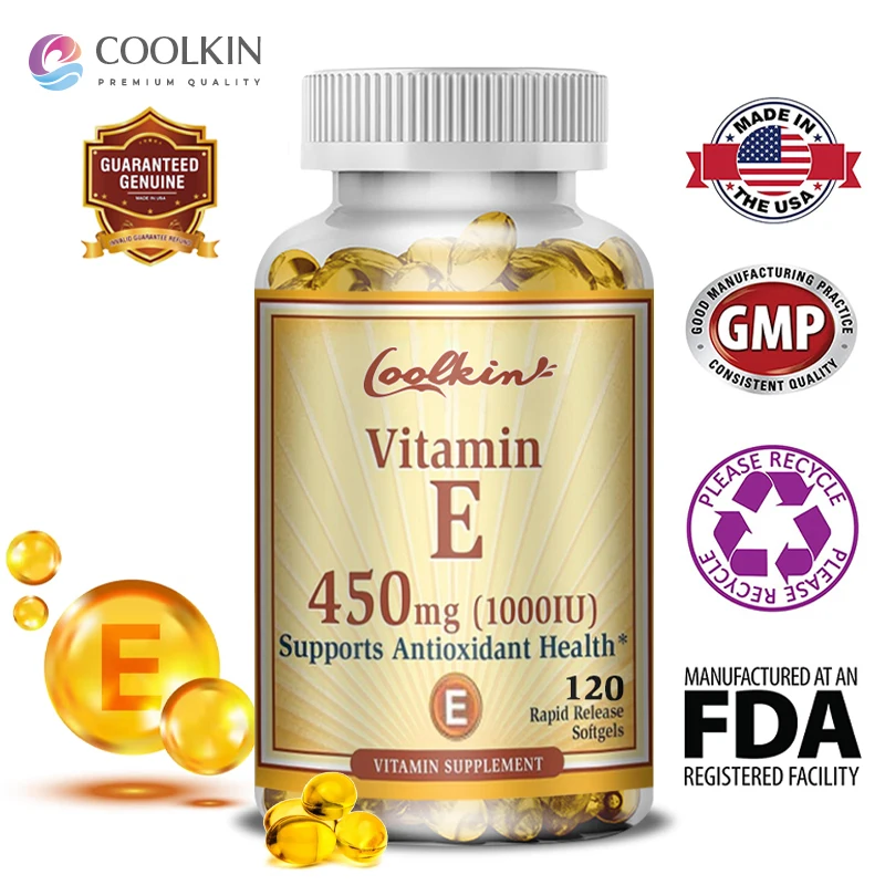 Natural Vitamin E Capsules 450 Mg, Supports Immune Function, Antioxidant Dietary Supplement for Men and Women