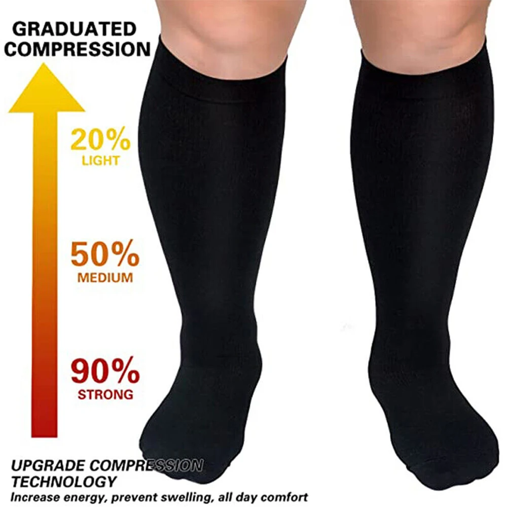 Big Size S-7XL Calf Compression Stock Knee High Stockings for Men Women Anti-varices Sports Running Travel Work 1Pair calf compression sleeves calf compression sleeve