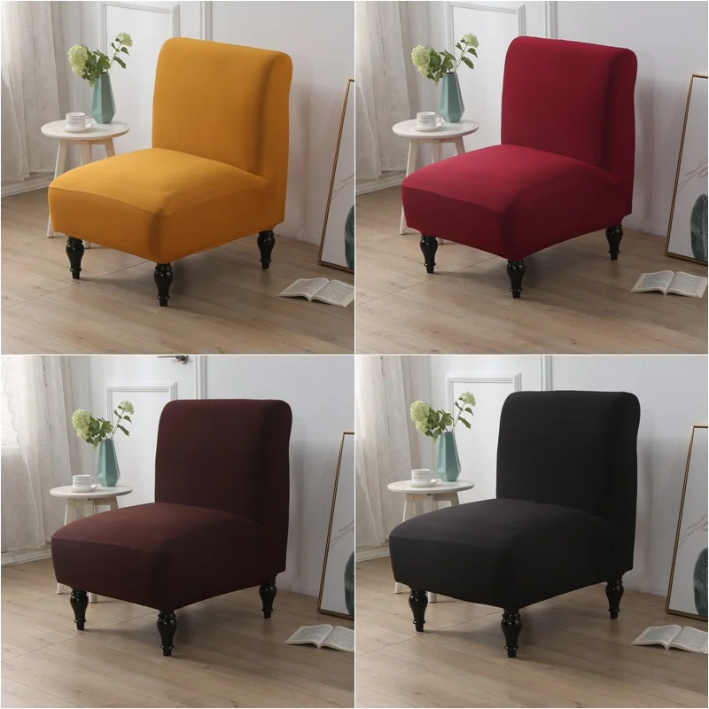 

Solid Color Spandex Accent Armless Chair Cover Single Sofa Slipcovers Nordic Stretch Chairs Covers Elastic Couch Protector Cover