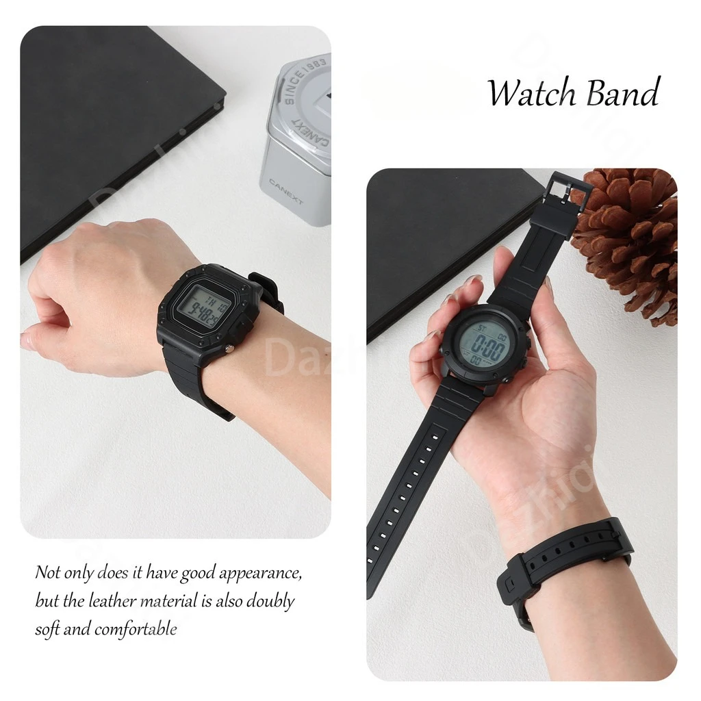 Black Resin Watch Bracelet Strap, Multi-Size Adjustable Watchband