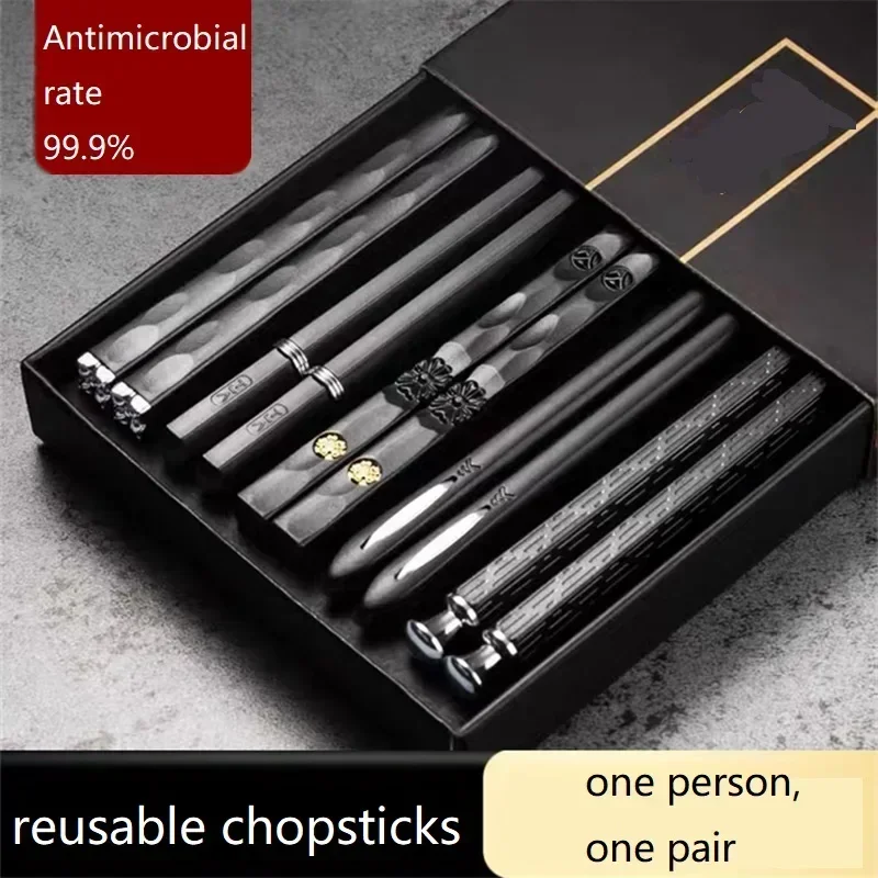 5Pairs Chinese Japanese chopsticks Set Sushi Stick Reusable High Quality Non-Slip For Food Noodle Restaurant Kitchen Tableware