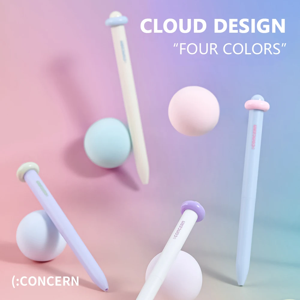 4 Pcs/Set Creative Cloud Design Gel Pen 0.5mm Black Ink Writing Pens for School Student Study Exam Stationery Supplies