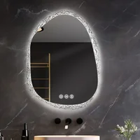 Unique Frameless Mirror LED Light Bathroom Mirror Wall Mounted Backlit Vanity Mirror Designed with Touch Sensors Dimmable Defog