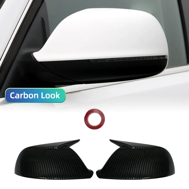 Glossy Black Side Mirror Cover Caps - Door Wing Rearview Replacement Shell Case