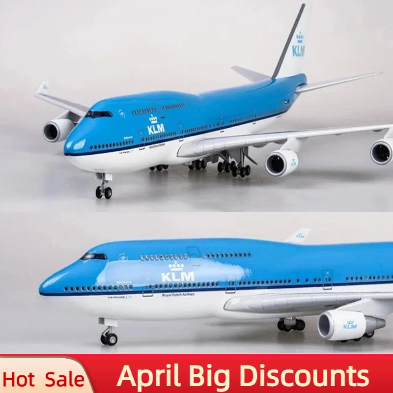 

Scale 47CM Airplane 747 B747 KLM 1/157 Royal Dutch Airlines Model W Light & Wheel Diecast Resin Plane For Collection Toys Gift