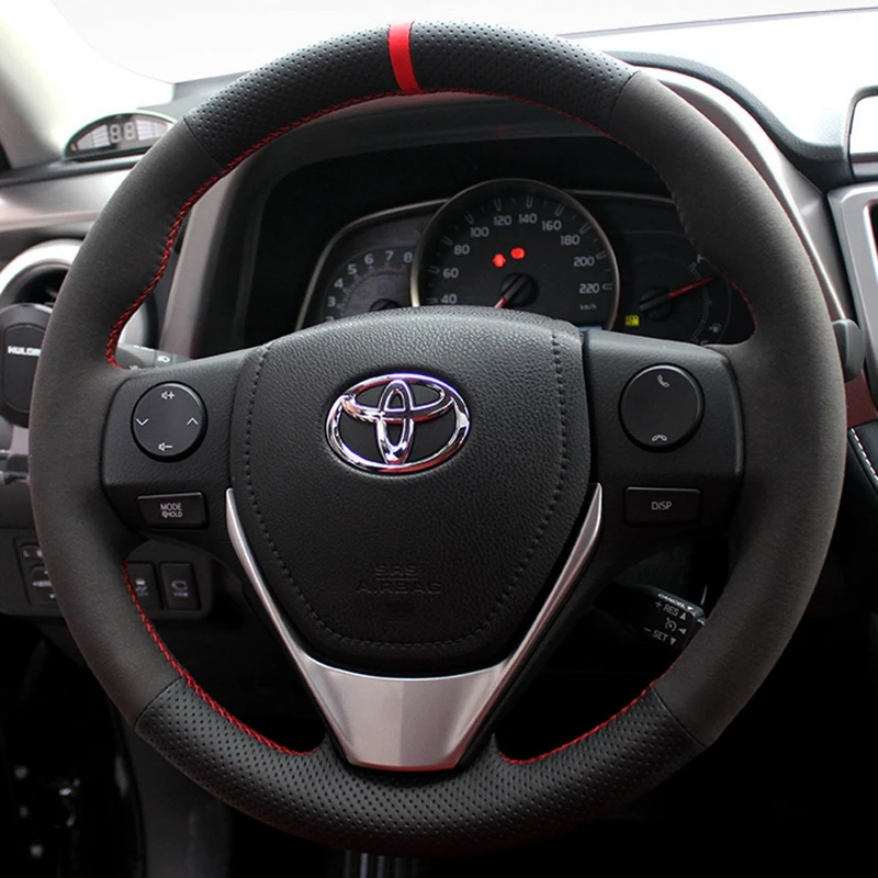 Custom Car Lenkrad Braid Abdeckung Wildleder 100% Fit Für Toyota RAV4 2013-2019 Corolla 2014-2019 Scion iM 2016 Auris 2013-2016