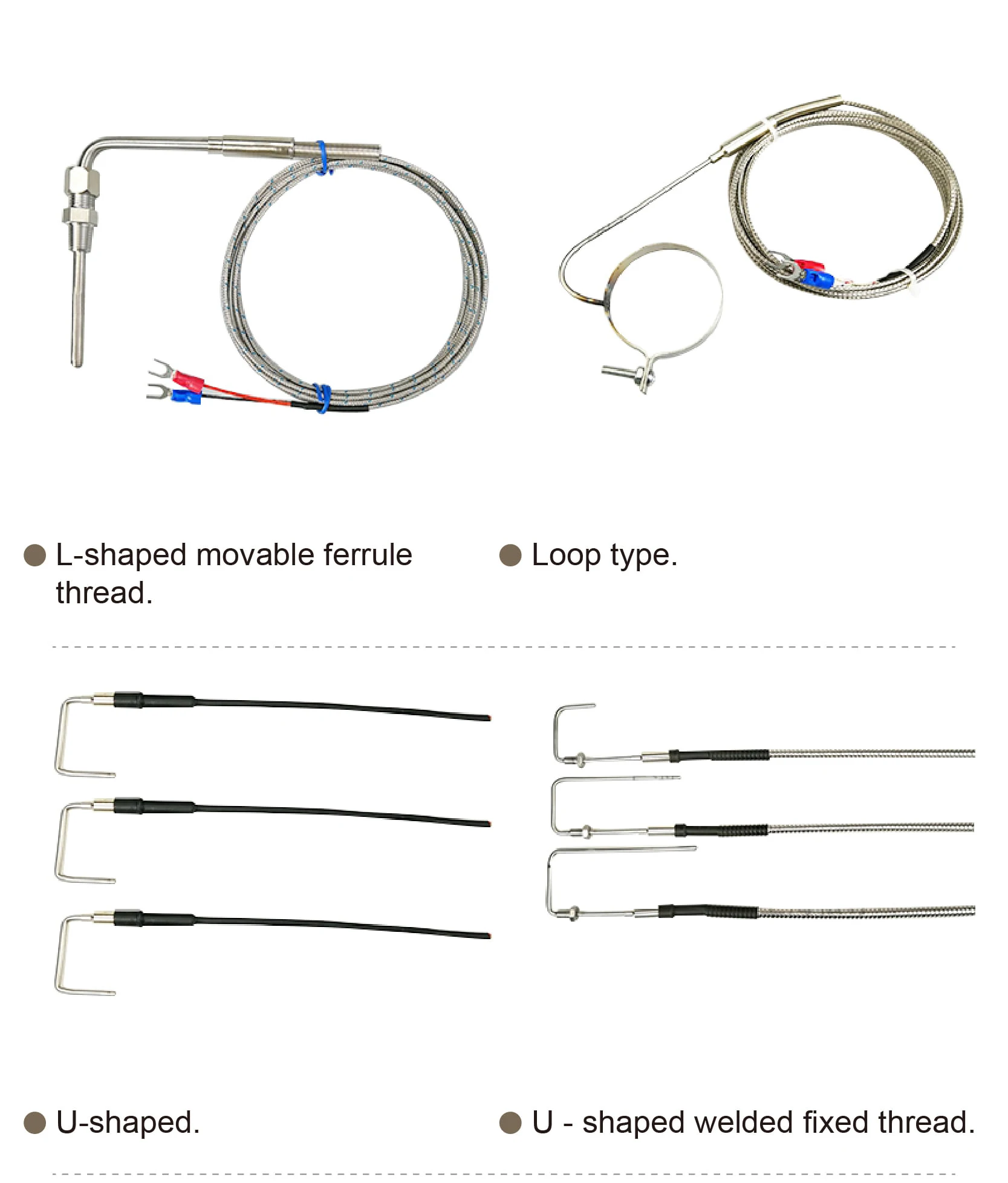 WRNK‑191 K type armored thermocouple sensor flexible stainless steel probe high