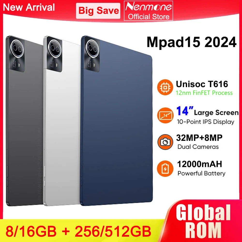 Mpad15 Pantalla HD1920*1200 14.1" Tablet Android 14 T616 16GB RAM 512GB ROM  Widevine 2 in 1 laptop tablet with  keyboard 2