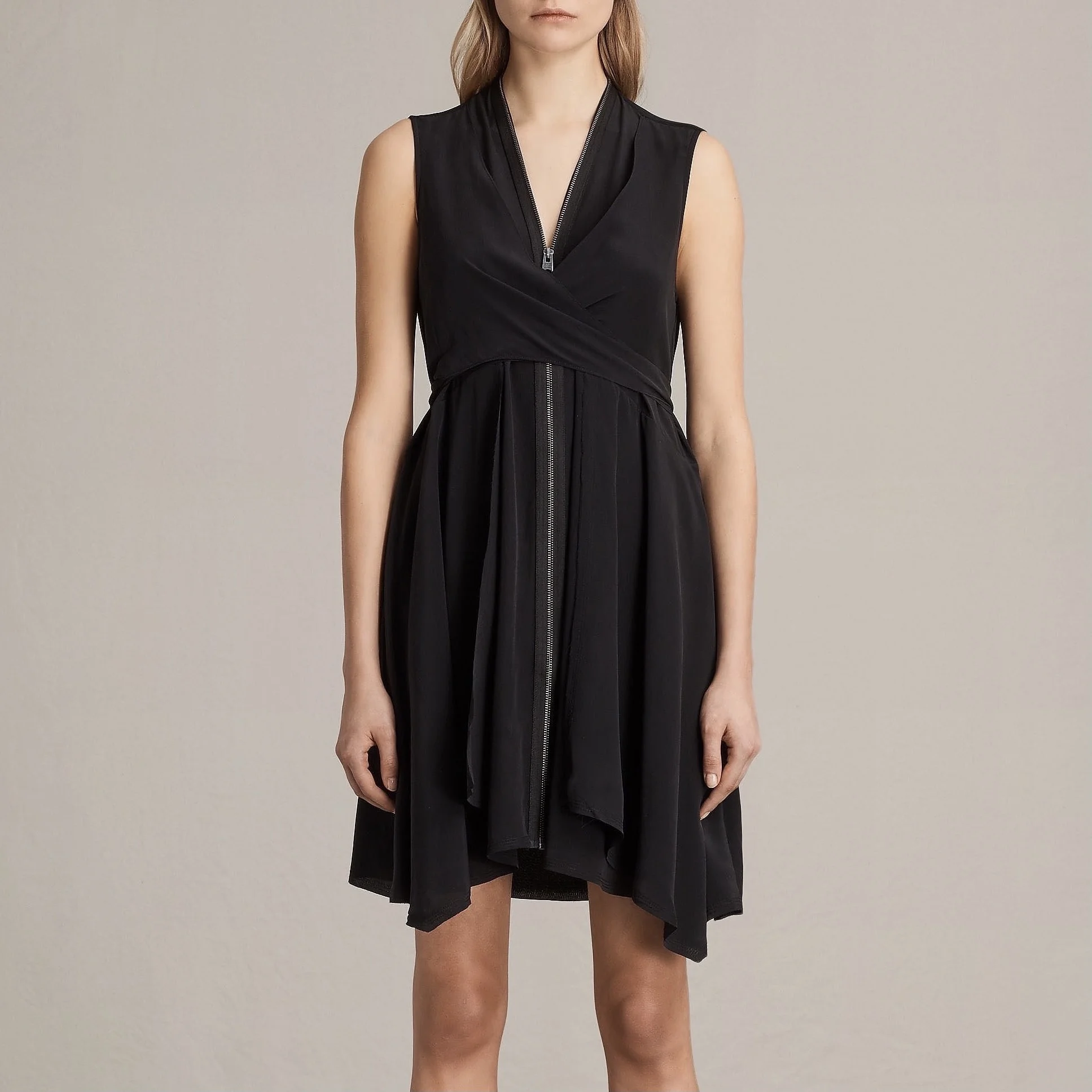 

British AS Sheep Head Mulberry Silk Fashion Cross Strap Silk Dress