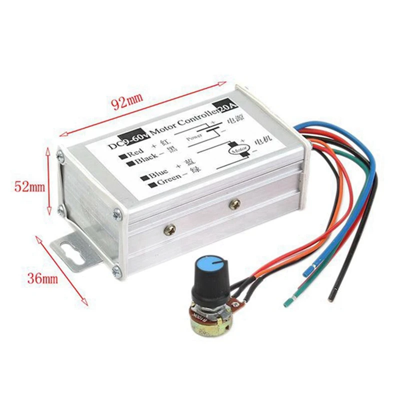 LJL-4X Motor Speed Controller DC9V 12V 24V 48V 60V PWM Motor Speed Controller Regulator Driver 0-1200W Adjustable Current