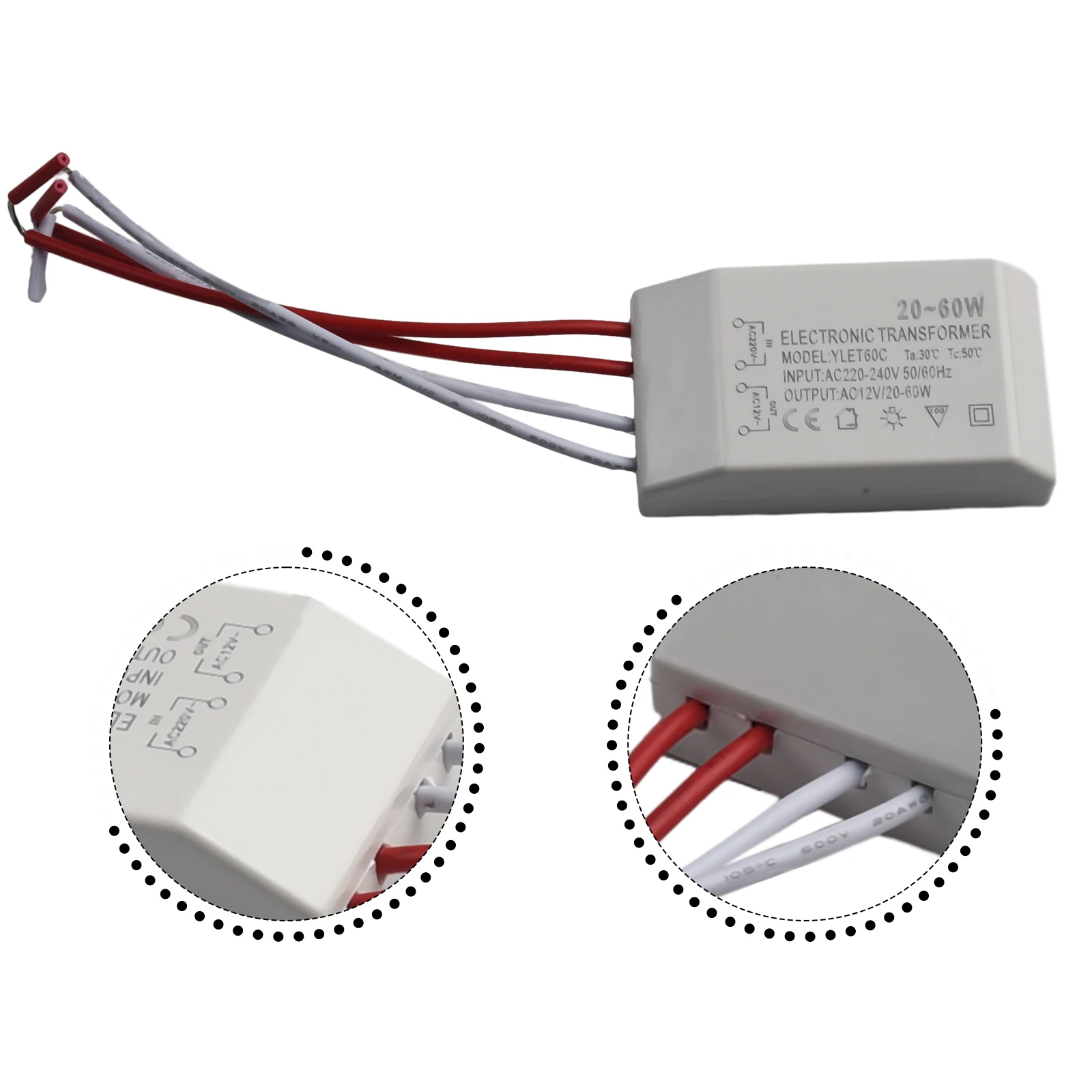 20-60W 220V To AC12V LED Lamp Light Electronic Transformer Adapter Quality Adapter Chandeliers Home Light Office LED Replacement