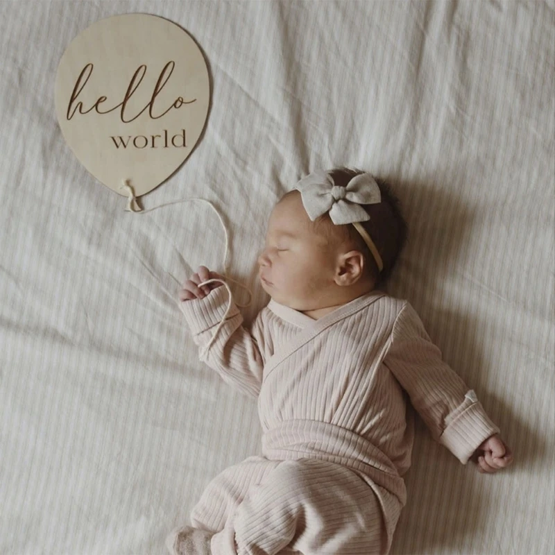 Baby Wooden Balloon Milestone Newborn Birth 1-12 Month Card Birthday Gift Toddler Wooden Commemorativenir Photography Prop Toy