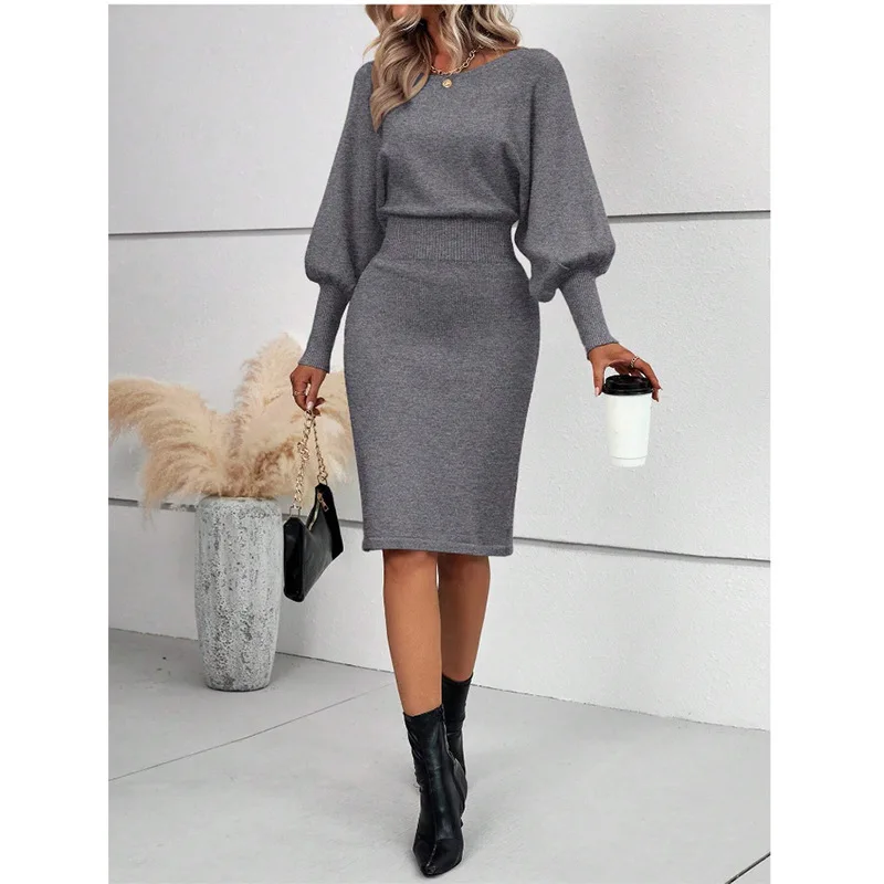 Women Knitted Sweater Dress Autumn Winter