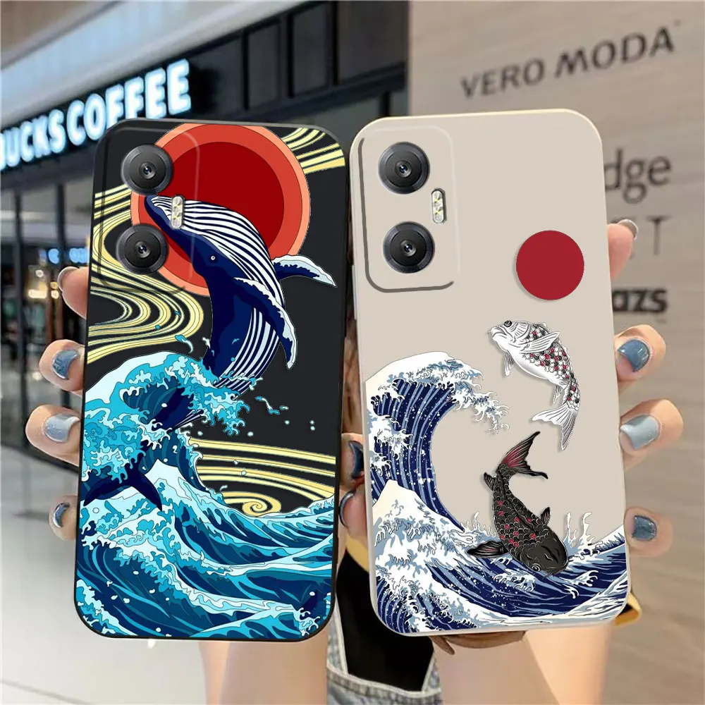 Custodia Per Telefono Per Infinix Hot 10 10S 11 11S 12 Zero 20 30 Camon 16 Pro 5G Custodia Cover Funda Cqoue Shell Capa Blue Whale Sunset Waves