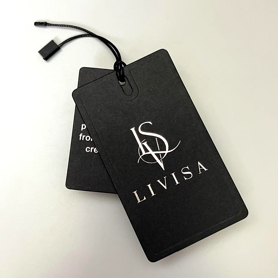 Black Paper Specialty Paper Debossed Bronzing Rose Gold Pattern New Clothing Hangtag