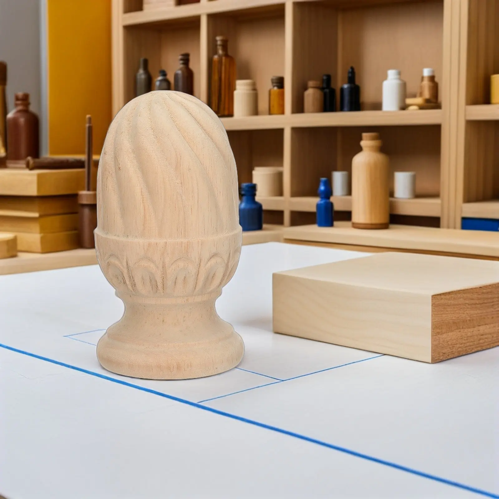 공예용 목재 장식봉 파인애플 모양 장식 난간대 액세서리 계단 장식 침대 기둥 DIY 가구 목공예