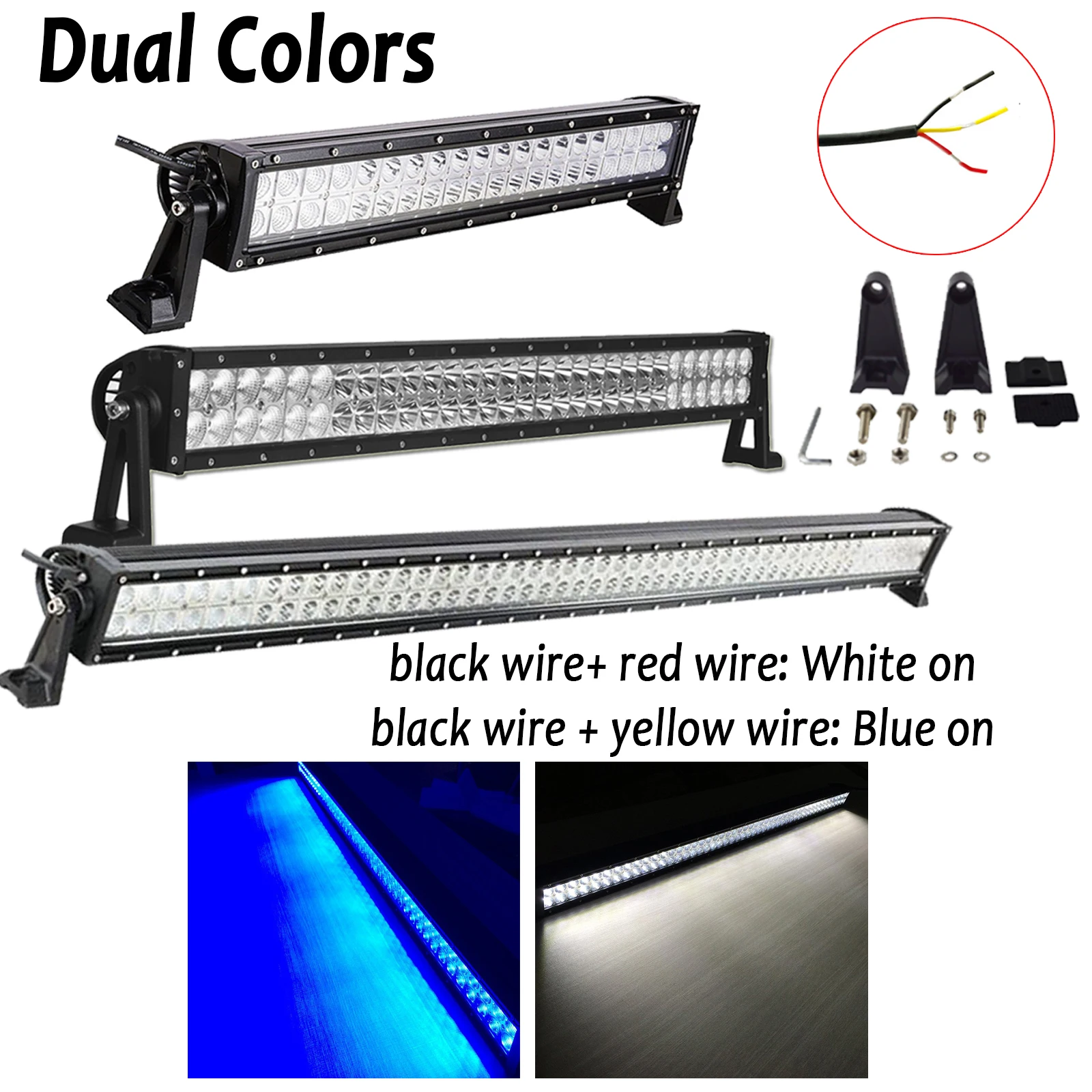 

Blue/White Dual Colors Off-Road Led Light Bar Work Driving Fog Light 12V 24V Waterproof Flood Spot Combo Fish Hunting Light Bar