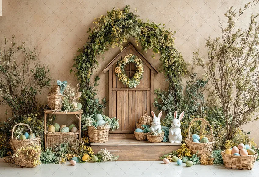 Mehofond Photography Background Spring Easter Boho Floral House Egg Kids Birthday Cake Smash Portrait Decor Backdrop Photo Studi photo backdrop