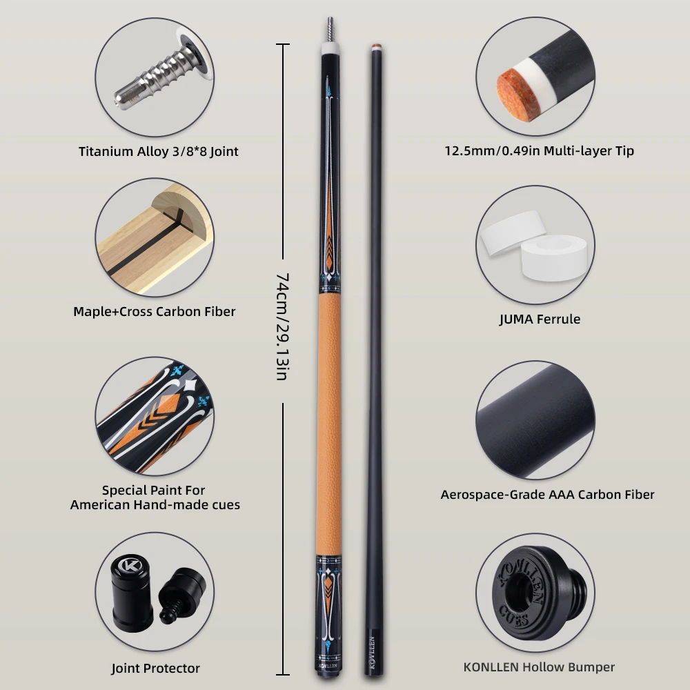 KONLLEN ビリヤードキュー M-5432 145cm Amazon | KONLLEN ビリヤードキュー カスタムキュー メープルシャフト