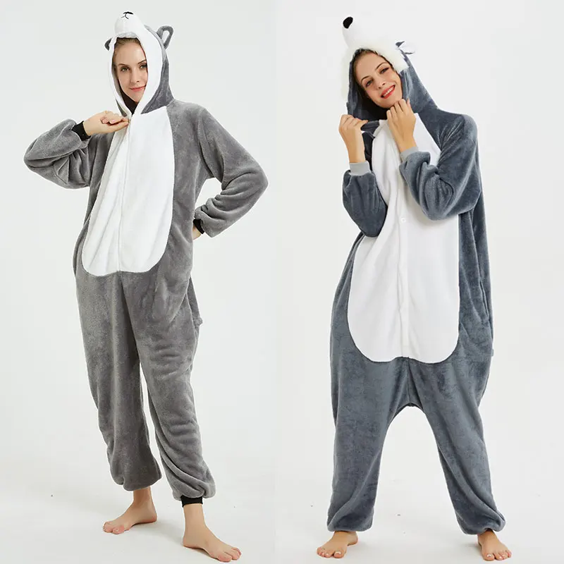 Adults Animal Onesies Unicorn Pajamas Couple Sleepwear Women Men Winter Unisex Kigurumi Costumes Cartoon Flannel Rabbit Pajamas