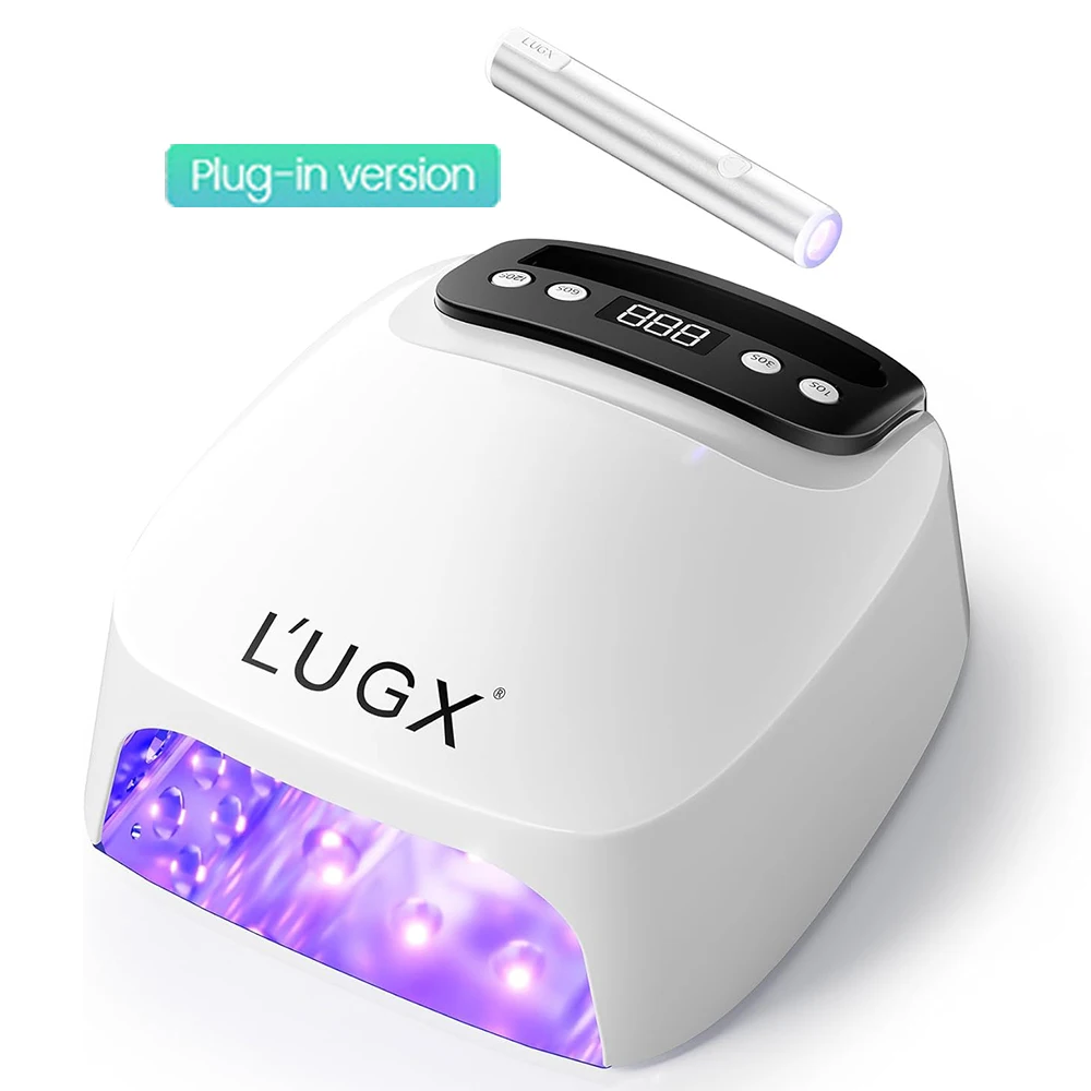 L'UGX UV LED 네일 램프 LG801 플러그인 하이브리드 네일 램프 48W 5배 빠른 건조 젤 네일 라이트 핸드헬드 젤라이트 네일 폴리쉬용