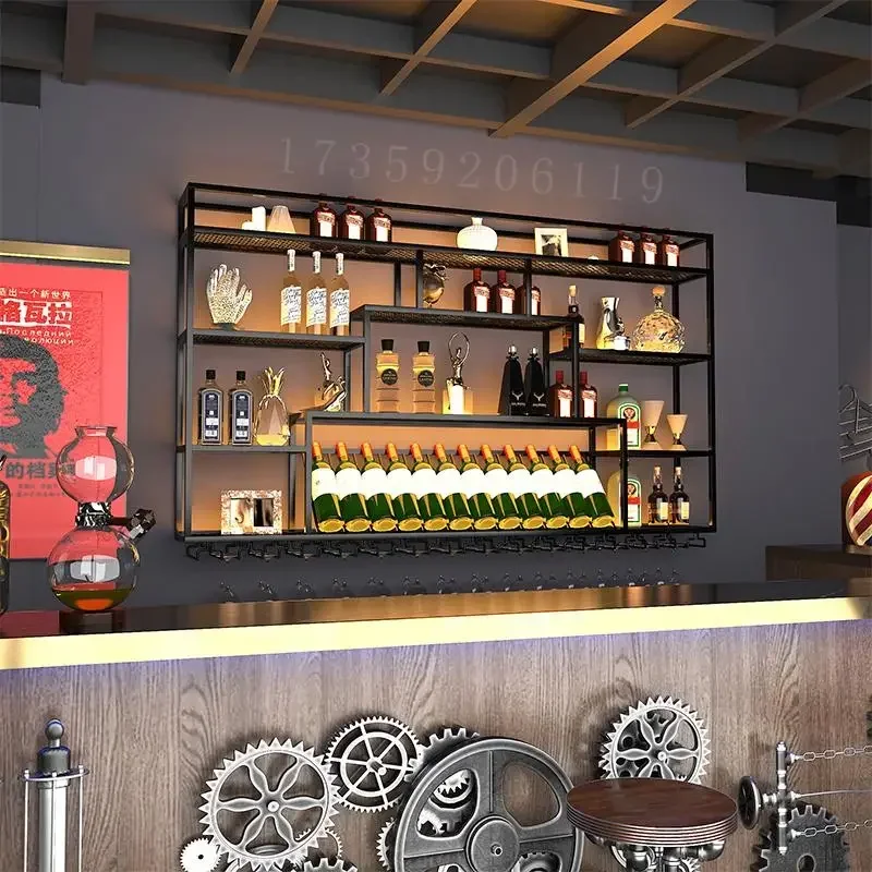 Shelf Bottle Storage Floating Bar Closet Movable Commercial Coffe Organizer Wine Rack Cabinet Beverage Shop Vinoteca Furniture