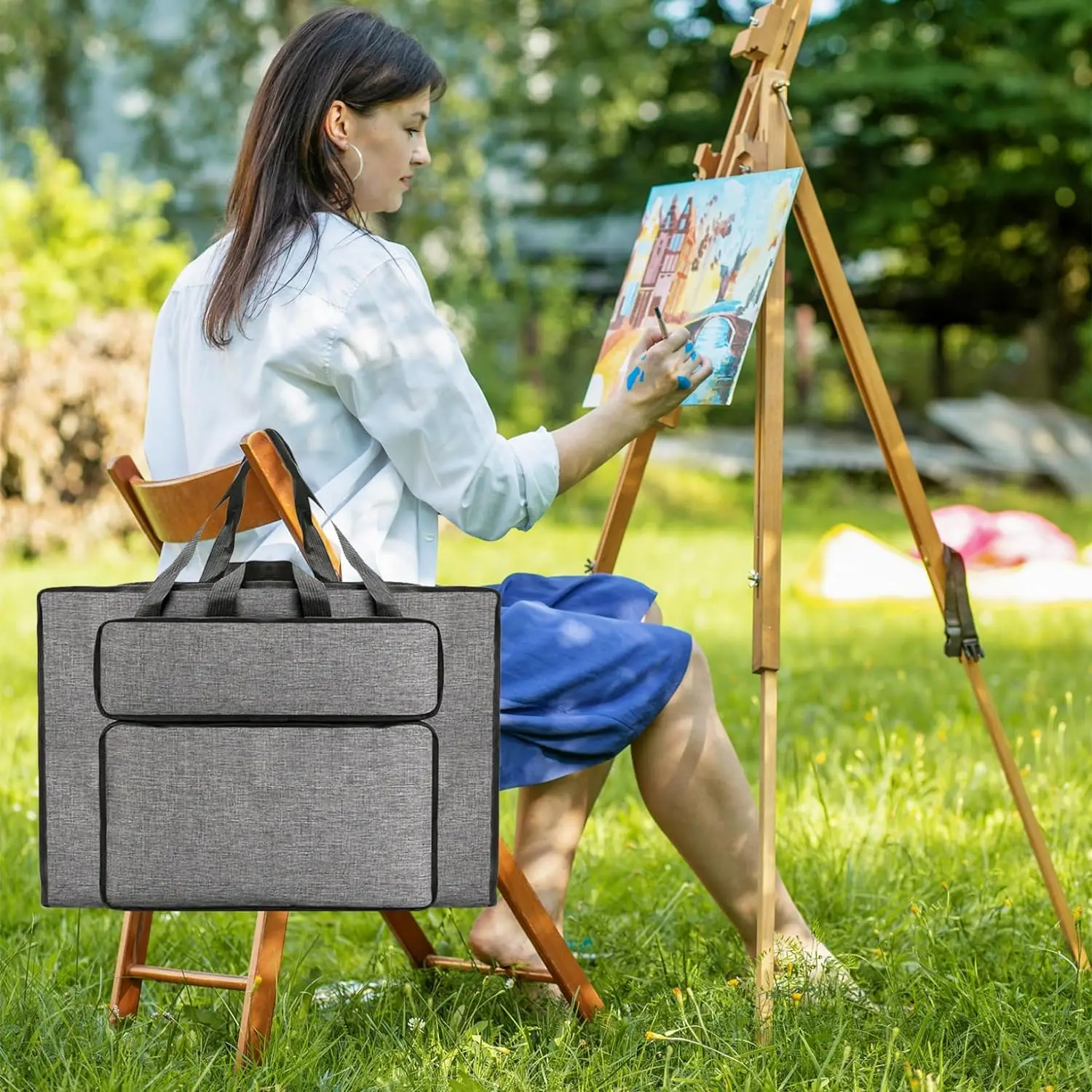 Art Portfolio Bag, 14x20inch Large Capacity Art Portfolio Case with Handles, Waterproof Bag Organizer, Artist Carrying