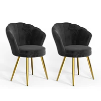 Современное кресло для отдыха Seashell с металлическими ножками, стул для туалетного столика с удобной подушкой для спальни/гостиной — изображение 2