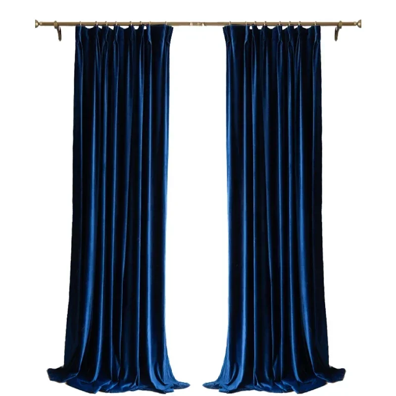 Velvet Klein Sapphire Blue Velvet Curtains for Living Room Bedroom French Window Balcony Float Window Villa Custom 5