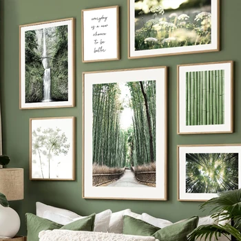 Paesaggio naturale Dente di leone Foresta di bambù Cascata Wall Art Mural Poster Stampa su tela Pittura Immagini Soggiorno Home Decor