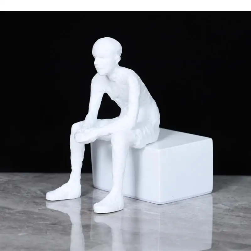 

Simple Resin Sitting Position Artistic Figure Thinker Sculpture Desk Ornament Desktop Decoration Abstract Crafts Home Decoration