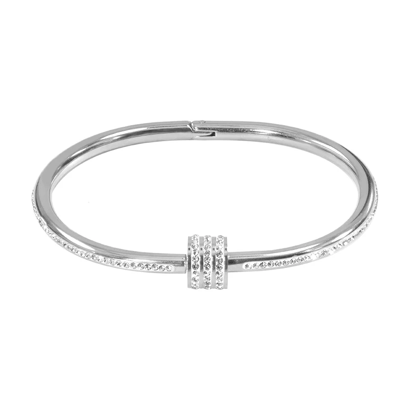 

Bracelet for Women Cylinder Full of Diamond Nail Bracelets Hipster Titanium Steel Jewelry Fashion Luxury Bangles Christmas Gift