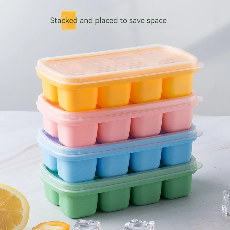 Ice Mold 1pc Ice Cube Silica Gel Food-Grade Household Silicone Ice Box With Cover Cube Mold