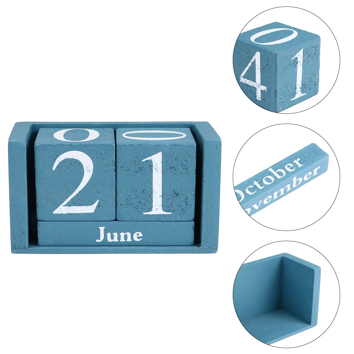 

Wooden Perpetual Calendar Cubes Spanish Desk Home Office Decoration Vintage