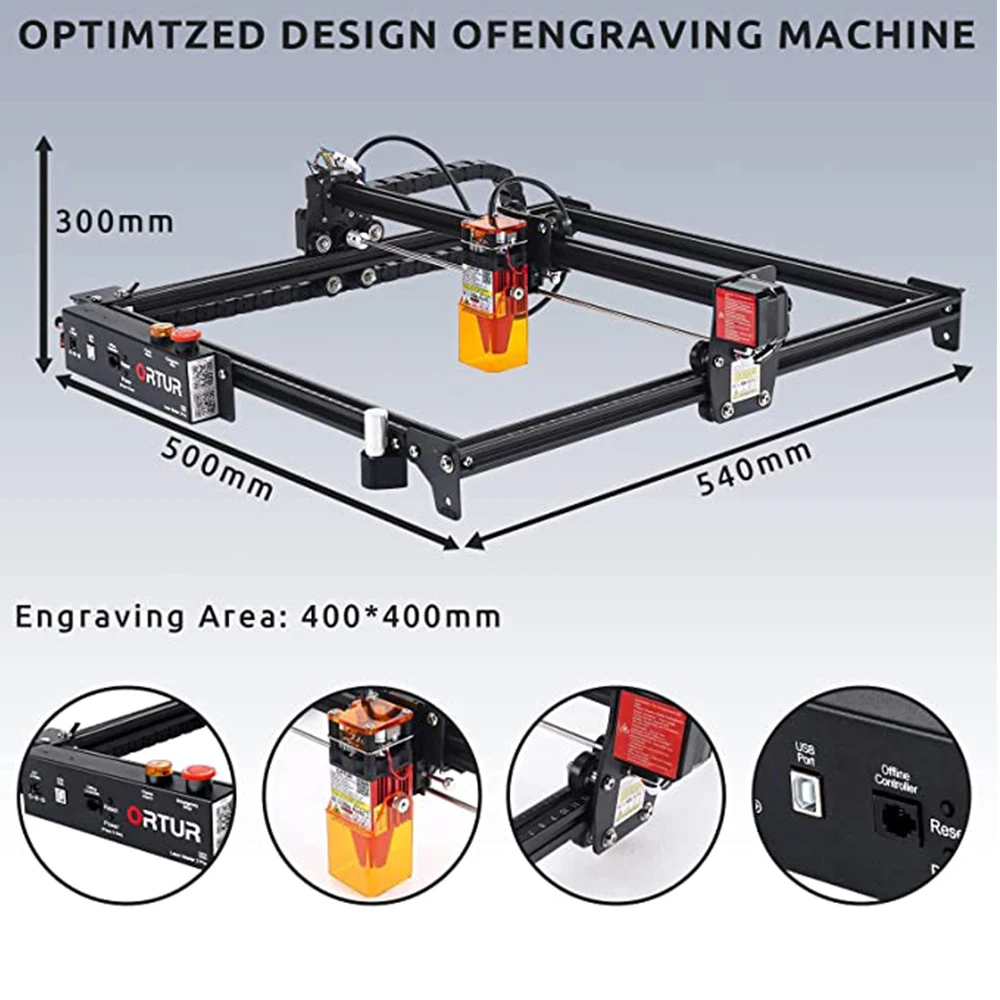Ortur Laser Master 2 PRO S2 Laser Machine Diode Head Metal Marking Printer Engraver with Rotary Roller for Wood Plastic Cutting