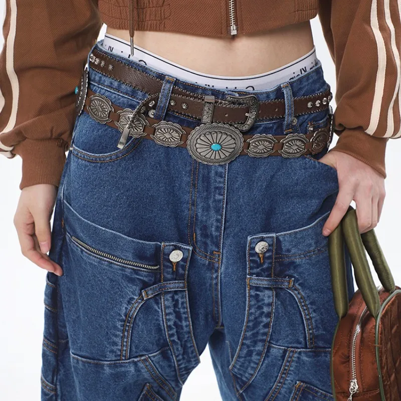 belt-alloy-pu-accessories-jeans-fashion-retro-men's-women's-same-all-matching-dress-waist-seal-fashion-european-american-style