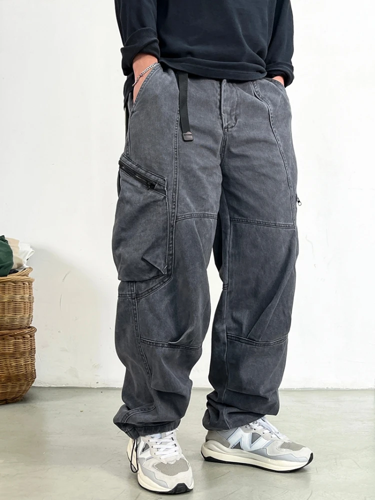 Japanese Streetwear High Quality Long Staple Cotton Twill Cargo Pants Men Harajuku Plus Size Casual Work Pants Baggy Trousers 4