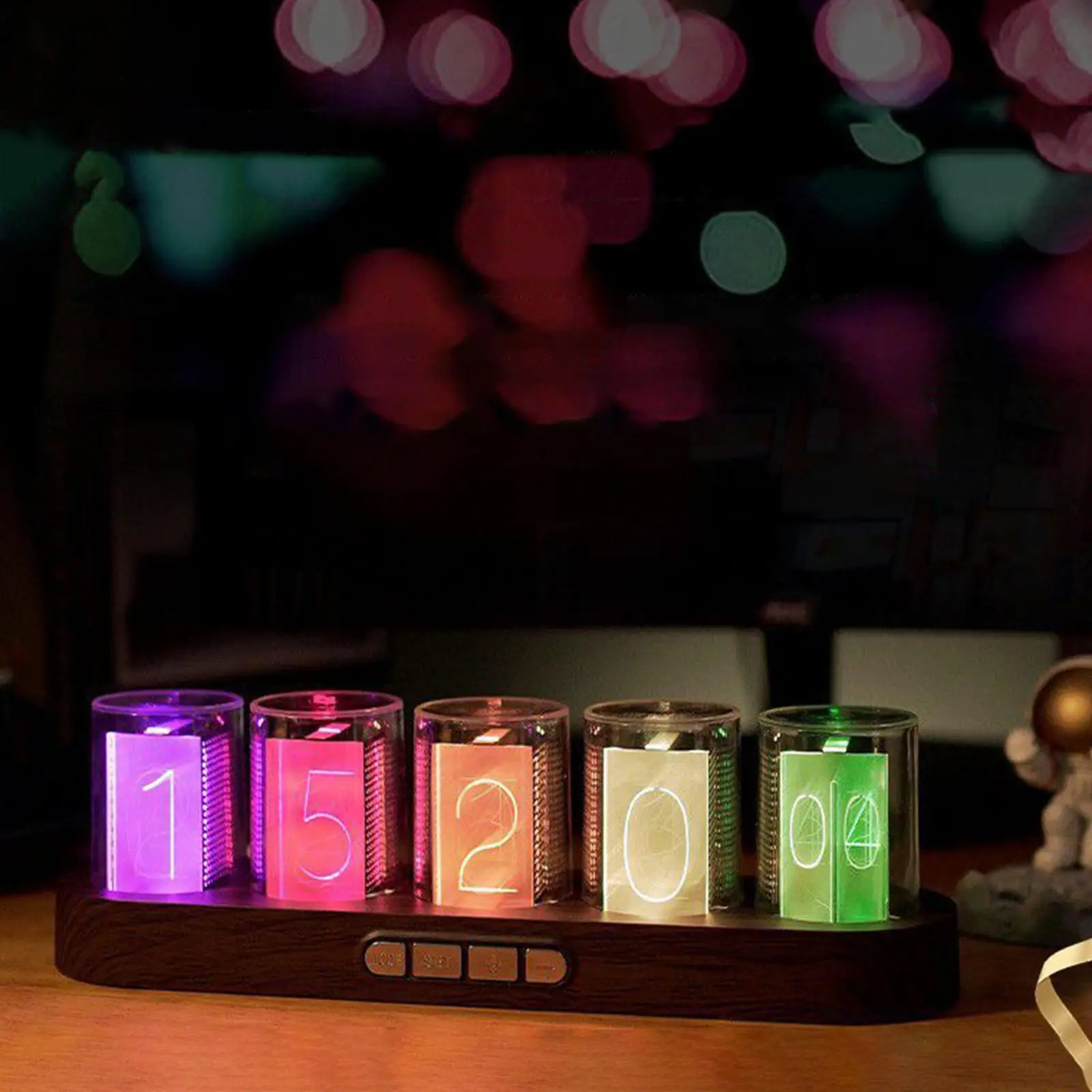 Nixie Tube Clock Retro Design Creative USB Interface Multi Mode Adjustment Glow Tubes Analog Clock for Bedroom Bookshelf Nixie Tube Clock Retro Design Creative USB Interface Multi Mode Adjustment Glow Tubes Analog Clock for Bedroom Bookshelf