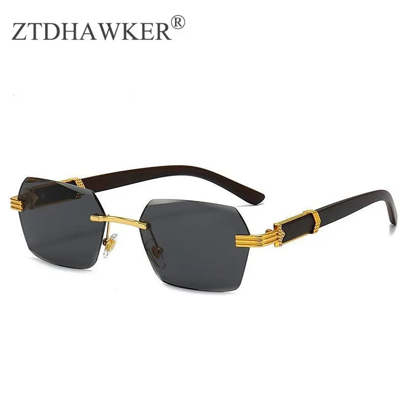 

2023 New Square Glasses Frameless Trimmed European and American Fashion Glasses Gradient Sunscreen Women's Sunglasses