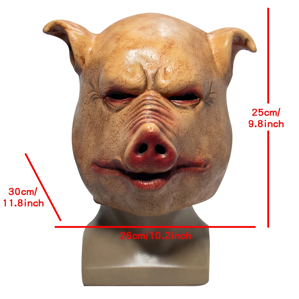 Masquerade Mask Full Face Mask Cafele Scary Horror Latex Pig Head Mask Masquerade Costume Animal Cosplay Full Face Latex Mask Halloween Party Decoration