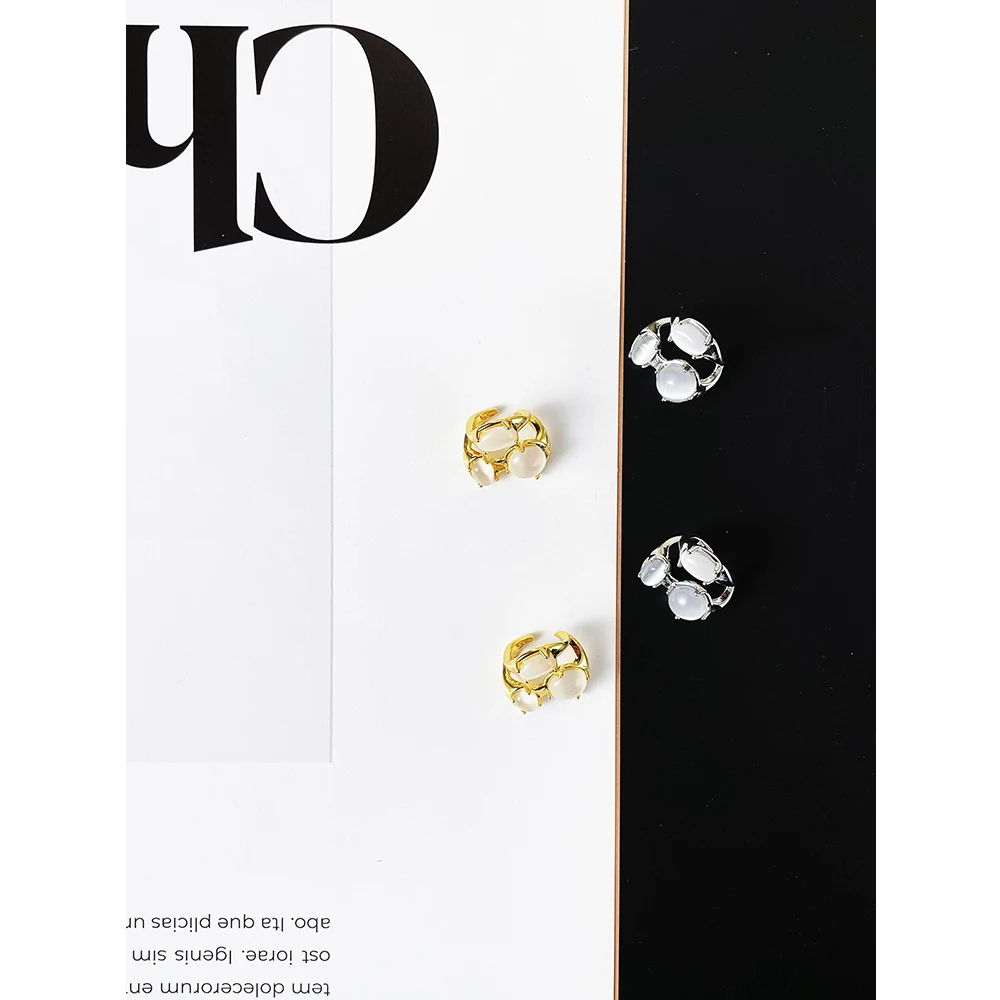 ENFASHION Opal Decorated Ear Cuff Earrings For Women Gold Color Fashion Jewelry Earring 2022 Gift Pendientes Mujer E221360